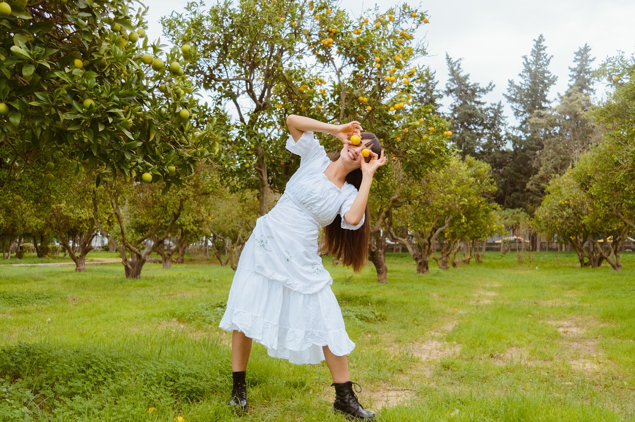 woman in orchard